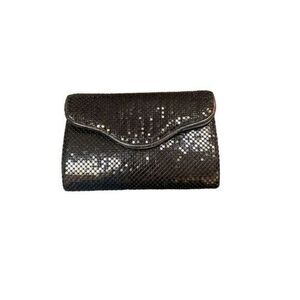 Vintage mesh handbag, black vintage bag, shoulder handbag, vintage flap bag